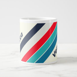 Taza De Café Gigante Rayas Vintage del Océano con Nombre