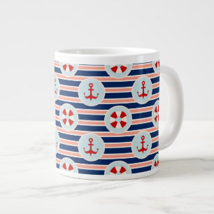 Taza De Café Gigante Rayas y modelo de puntos náuticos