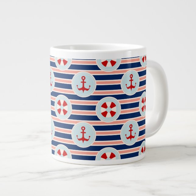 Taza De Café Gigante Rayas y modelo de puntos náuticos (Derecha)