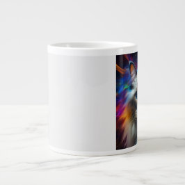 Taza De Café Gigante Raza de gato Ragdoll fondo explosión de color