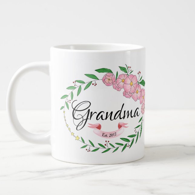 Taza De Café Gigante Razas de flores establecidas por la abuela persona (Izquierda)