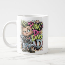 Taza De Café Gigante Rebelión de Papá Punk Verde