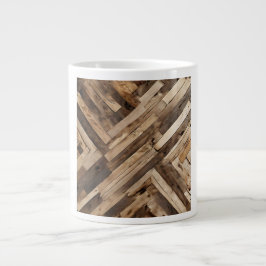 Taza De Café Gigante Reclaimed Wood Herringbone Texture Print