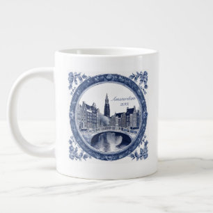 Taza De Café Gigante Recuerdo de Delft Azul Personalizado de Ámsterdam