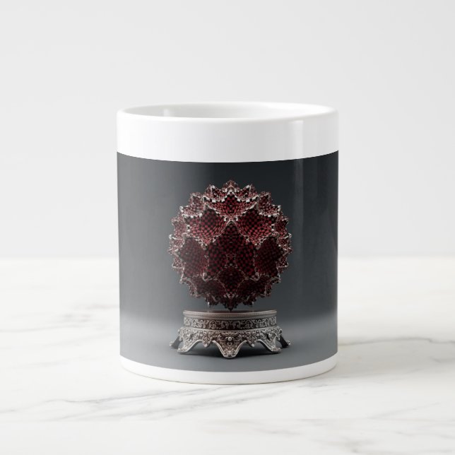 Taza De Café Gigante Red & Black Mandelbrot Sphere On Silver Pedestal (Frente)