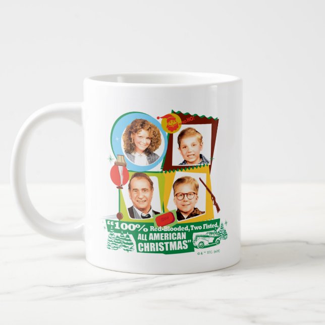 Taza De Café Gigante Red-Blooded, Two Fisted, All American Christmas (Izquierda)