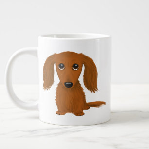 Taza De Café Gigante Red Dachshund de larga duración   Perro de dibujo