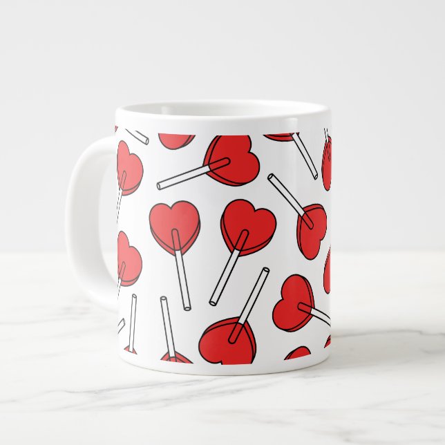 Taza De Café Gigante Red Lollipops, Heart Lollipops, Lollipop Pattern (Izquierda)