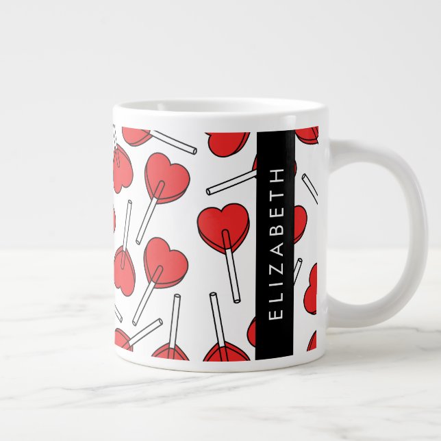 Taza De Café Gigante Red Lollipops, Heart Lollipops, Lolly, Your Name (Derecha)