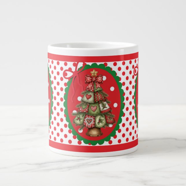 Taza De Café Gigante Red Polka Dots Mug (Frente)