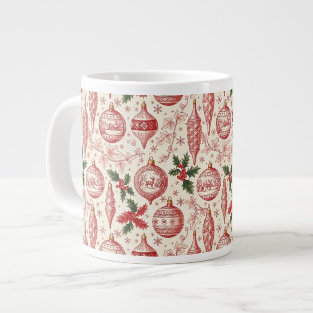 Taza De Café Gigante Red Toile Chinoiserie Christmas Ornaments (Izquierda)