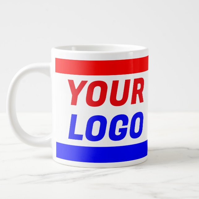 Taza De Café Gigante Red, White, and Blue Business Company Logo Jumbo (Izquierda)