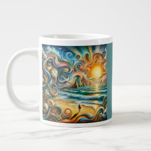 Taza De Café Gigante Reflexiones incansables: Paisaje costero surrealis