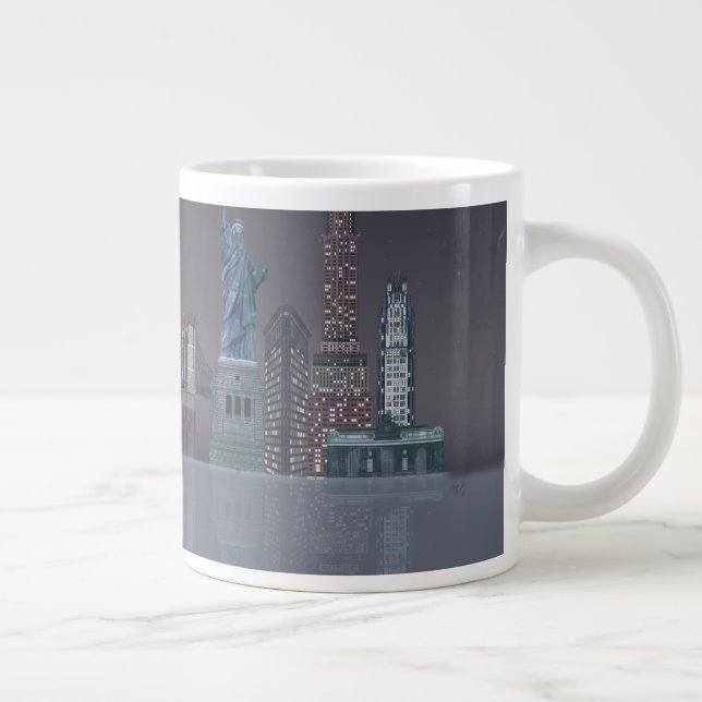Taza De Café Gigante Reflexiones nocturnas de Skyline de Nueva York (Derecha)