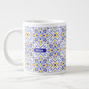 Taza De Café Gigante Regal Symphony Blue and Gold Luxury Mediterranean