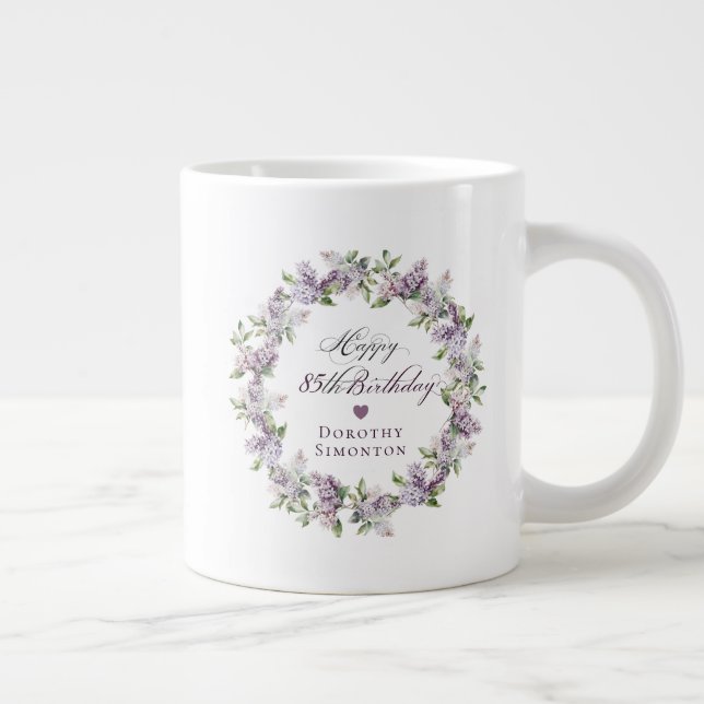 Taza De Café Gigante Regalo de cumpleaños 85 personalizado Lilac morado (Derecha)