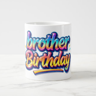 Taza De Café Gigante Regalo de Cumpleaños Hermano Texto Arcoíris Colori