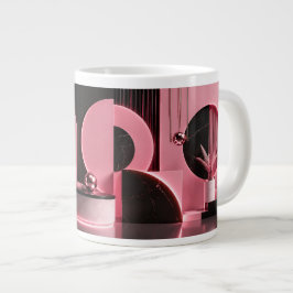 Taza De Café Gigante Regalo de diseño geométrico rosa y negro lujoso