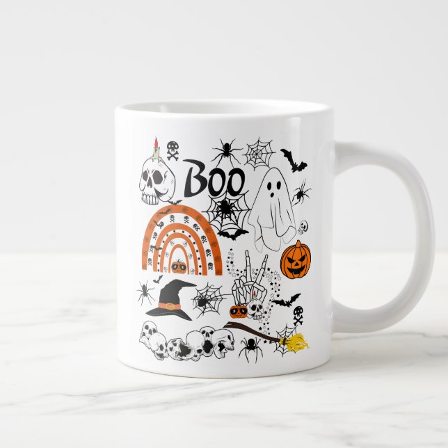 Taza De Café Gigante Regalo de Halloween, Boo, diseño de sublimación de (Derecha)