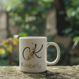 Taza De Café Gigante Regalo de jubilación empleador monograma acuarela