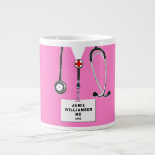 Taza De Café Gigante Regalo de médico Pink Scrubs
