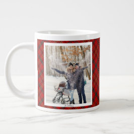 Taza De Café Gigante Regalo de Navidad Vintage 2 Foto Cuadro Escocés Ro
