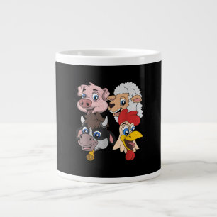 Taza De Café Gigante Regalo de pollo de vaca de cerdo con leche de vaca