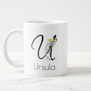 Taza De Café Gigante Regalo de retiro Patrón monograma acuarela