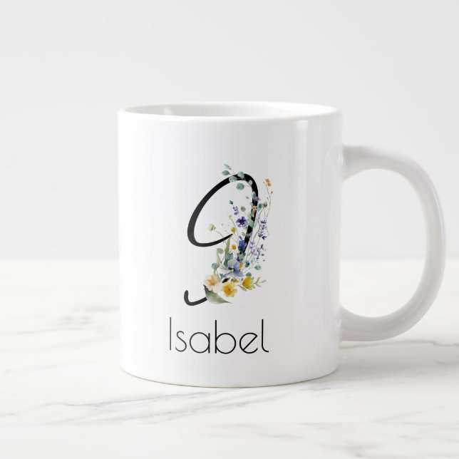 Taza De Café Gigante Regalo de retiro Patrón monograma acuarela (Derecha)