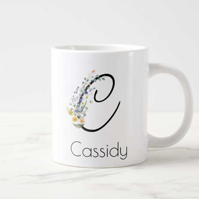 Taza De Café Gigante Regalo de retiro Patrón monograma acuarela (Derecha)