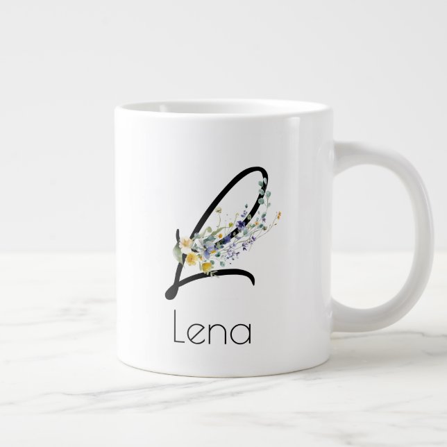 Taza De Café Gigante Regalo de retiro Patrón monograma acuarela (Derecha)