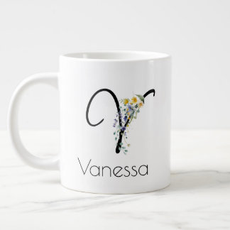 Taza De Café Gigante Regalo de retiro Patrón monograma acuarela