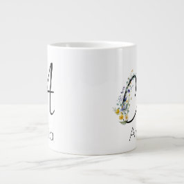 Taza De Café Gigante Regalo de retiro Patrón monograma acuarela