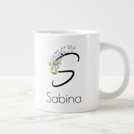 Taza De Café Gigante Regalo de retiro Patrón monograma acuarela