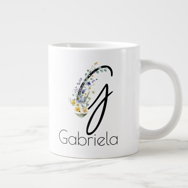 Taza De Café Gigante Regalo de retiro Patrón monograma acuarela (Derecha)