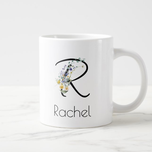 Taza De Café Gigante Regalo de retiro Patrón monograma acuarela (Derecha)