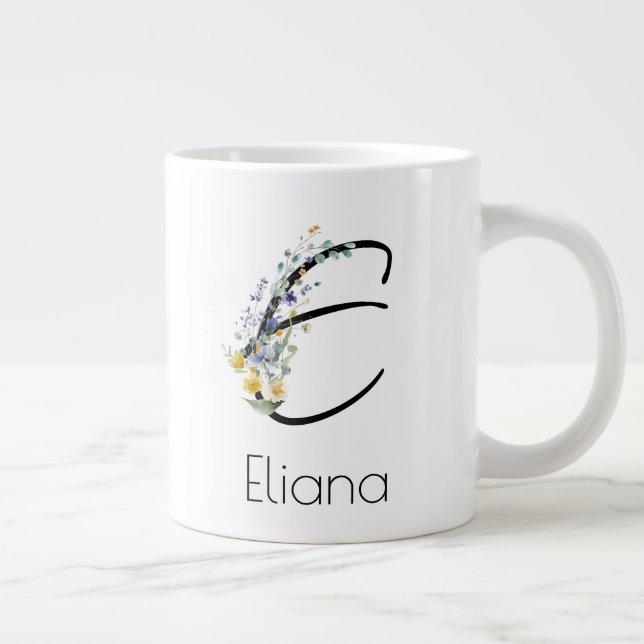 Taza De Café Gigante Regalo de retiro Patrón monograma acuarela (Derecha)