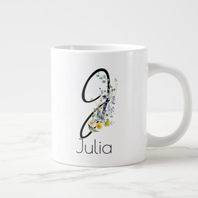 Taza De Café Gigante Regalo de retiro Patrón monograma acuarela (Derecha)