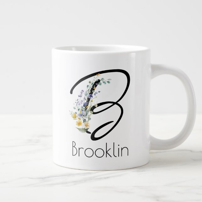 Taza De Café Gigante Regalo de retiro Patrón monograma acuarela (Derecha)