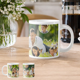 Taza De Café Gigante Regalo de vacaciones de collage de fotos de recuer