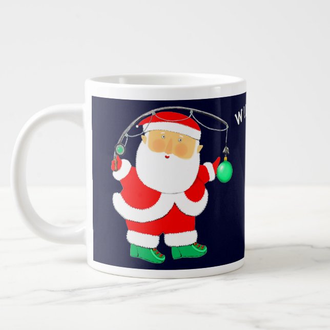 Taza De Café Gigante Regalo de vacaciones de pesca personalizado (Izquierda)