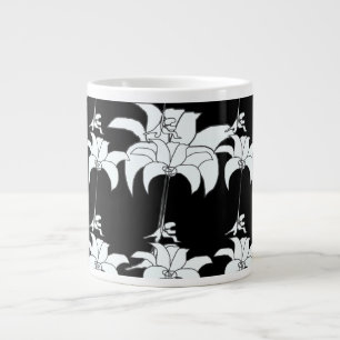 Taza De Café Gigante Regalo Floral Blanco Negro