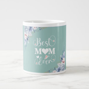 Taza De Café Gigante Regalo floral elegante 'Mejor Mamá de la Historia'