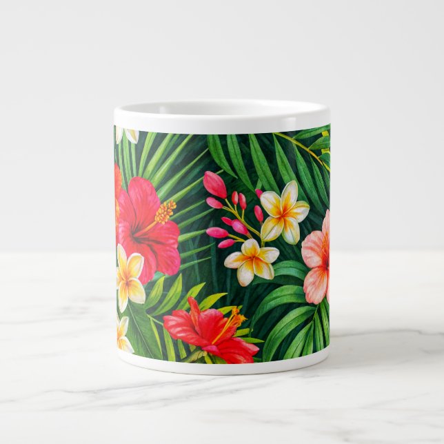 Taza De Café Gigante Regalo floral tropical (Frente)