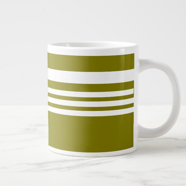 Taza De Café Gigante Regalo Olive + White Stripes (Derecha)