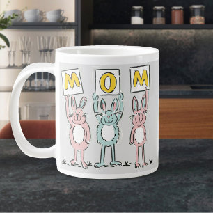 Taza De Café Gigante Regalo para Mamá Diseño de Conejos Divertidos