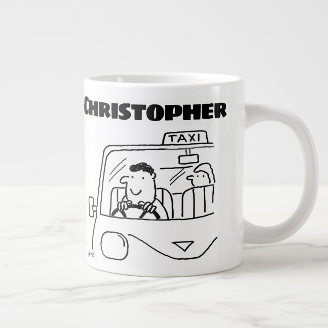 Taza De Café Gigante Regalo para un taxista con nombre (Derecha)