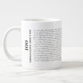 Taza De Café Gigante Regalo personalizable 100 cosas que amo de ti