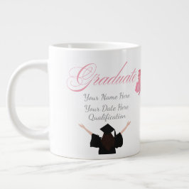 Taza De Café Gigante Regalo personalizado de graduación rosa, nombre pe