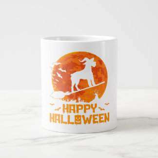 Taza De Café Gigante Regalo Schnauzer Witch Broomstick Halloween
